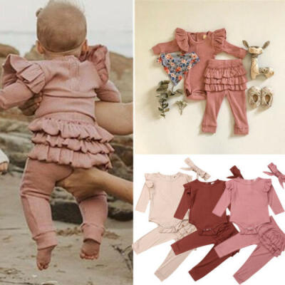 

Newborn Baby Girl Romper Bodysuit Frill Legging Pants Trousers Outfit Clothes