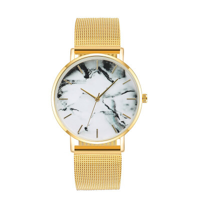 

New Ladies Clock Simple Sliver Fashion Marble Female Wrist Watch Women Steel Mesh Quartz Watches Reloj Mujer Montre Femme 2019