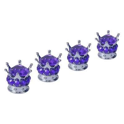 

Tailored 4Pcs Chrome Silver Crown Bling Diamond TireWheel Stem Caps Car Truck