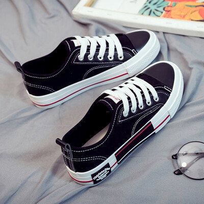 

Spring 2019 new black canvas womens shoes Korean version of Joker student shoes casual thick white ins board shoes