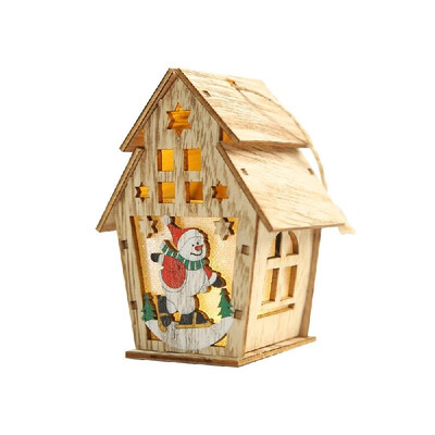 

Christmas Luminous Wooden House with LEDs Light DIY Wood Chalet Christmas Tree Hanging Ornaments Xmas Festival Holiday Decorations