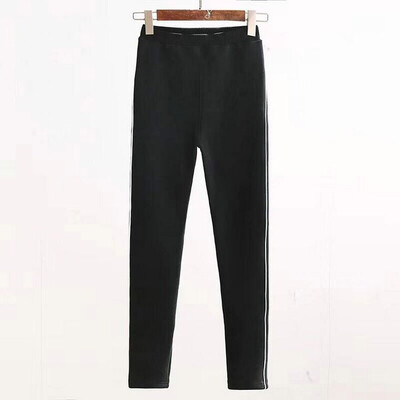 

Winter new pure cotton side white strip&thick stretch high waist show thin outside wear thermal leggings