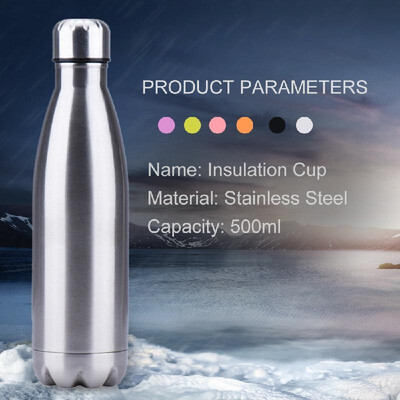 

Water Bottle Stainless Steel 500ml Insulated Cup Vacuum Insulated Water Bottle Bright Exterior Keeps Cold Hot for Long Time