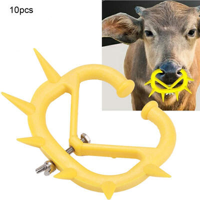 

Greensen 10pcs Calf-weaning Nose Rings Plastic Weaning Spiked Ring Preventing Suckling
