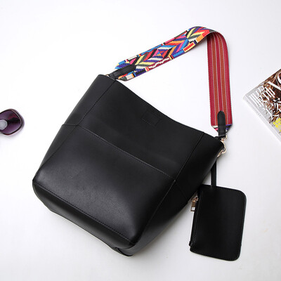 

High Quality Pu Leather Shoulder Bag Brand Desinger Ladies Casual Tote vintage Colorful Strap Bucket Bag Women shopping Bags
