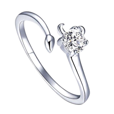

Vintage Constellation Silver Ring Womens Crystal Couple Bridal Ring R