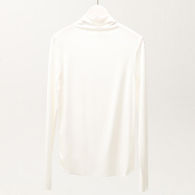 

Womens Slim High Collar Solid Blouse Tops Elastic Long Sleeve T-Shirt Pullover