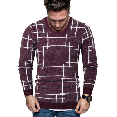 

Toponeto Men New Autumn Winter Splicing Casual Long Sleeve Knitting Sweaters Tops Blouse