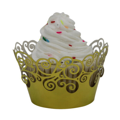 

Siaonvr 50pc Christmas Lace Laser Cut Cupcake Wrapper Liner Baking Cup Muffin Yellow