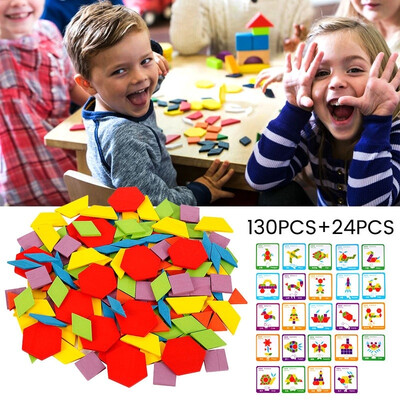 

155PCS Creative Shape DIY Wooden Puzzles Montessori Jigsaw Brain Teaser Learning Toys