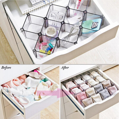 

Knifun 6Pcsset Underwear Bra Socks Storage Plastic Box Organizer Case Desktop Drawer Divider BlueDrawer Divider