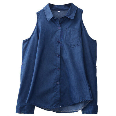 

Retro Women Casual Blue Jean Soft Denim Long Sleeve Shirt Tops Blouse Jacket