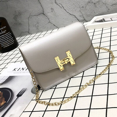 

Women Casual Girls Simple Solid Color Versatile Shoulder Messenger Leather Retro Chain Square Handbag Crossbody Bag