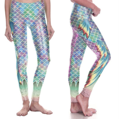 

Tailored Womens Fish Scale Mermaid Leggings Ladies Metallic Shiny Sparkle Disco Pants