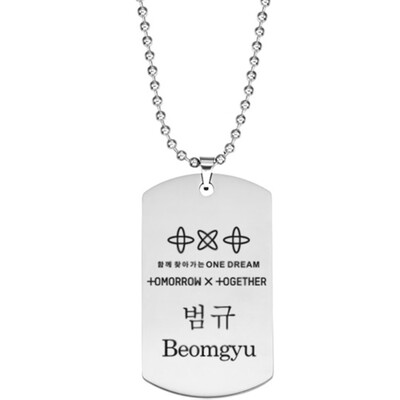 

Lettering Summer Necklace Tag Chain Korean Mens Idol Team TXT Combination Stainless Steel TOMORROW X TOGETHER