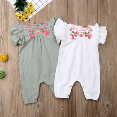 

US Baby Girl Infant Ruffle Floral Romper Bodysuit Jumpsuit Outfit Clothes Summer
