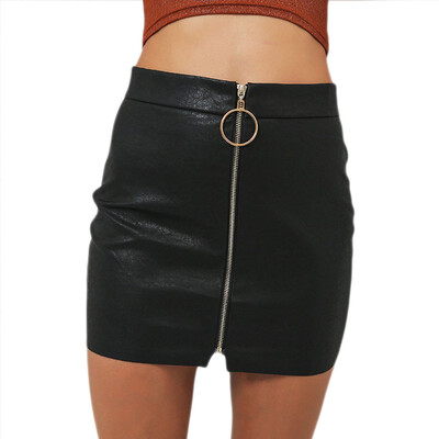 

Womens Plain PU Leather Pencil Skirt High Waist Zip Short Mini Skirts Party Wear