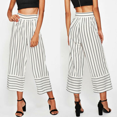 

Women Wide Leg High Waist Casual Crop Pants Summer Loose Culottes Trousers