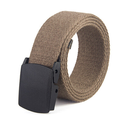 

Unisex belt fashion Prevent allergy Plastic Automatic buckle canvas Men belt outdoor casual solid color canvas Man & Women belt