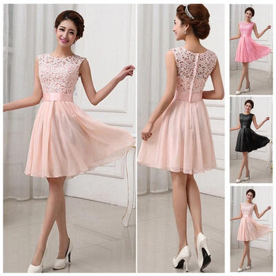 

Women Bridesmaid Prom Party Evening Dress Ladies Summer Chiffon Short Mini Dress