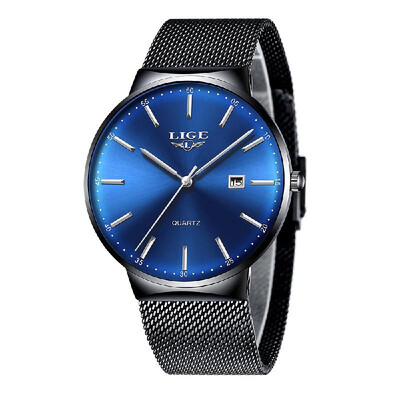 

LIGE 9903 Fashion Top Luxury Brand Men Full Stainless Steel Mesh Strap Business Watches Quartz Clock Men Wristwatch Relogio Mascul