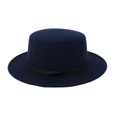 

Tailored Unisex Wide Brim Wool Belt Felt Flat Top Fedora Hat Party Church Trilby Hats Cap