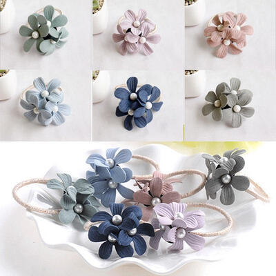 

Flower Crystal Pearl Hair Band Rope Elastic Ponytail Holder Woman