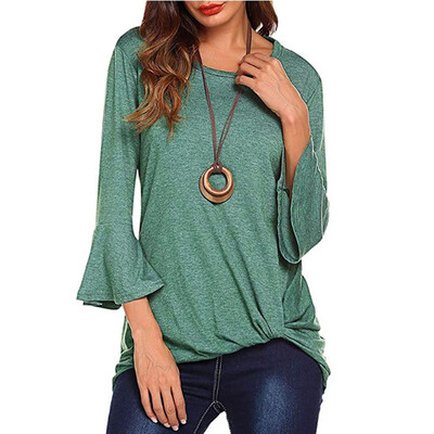 

Starmoon Womens Fashion Casual Pure Colour Top Round Collar Long Sleeve T-shirt