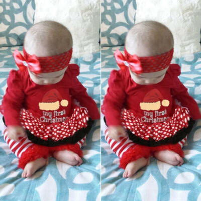 

UK 2PCS Newborn Baby Girls Xmas Clothes Lace Romper Tutu Dress Jumpsuit Outfits