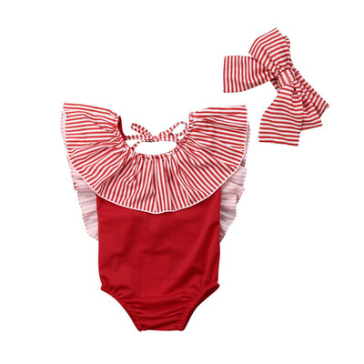 

2Pcs Summer Toddler Baby Girl Swimwear Bathing Suit Stripe Outfits Swimsuit Sets