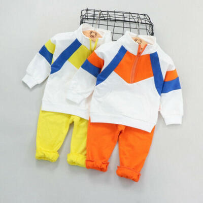 

2019 Baby Kids Patchwork Tops Coat Pants Boys Girls Baby Sport Outfits Clothes