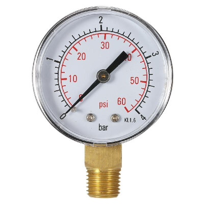 

50mm 060psi 04bar Pool Filter Water Pressure Dial Hydraulic Pressure Gauge Meter Manometer 14" NPT Thread