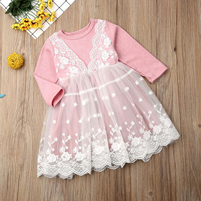 

Toddler Kids Baby Girl Flower Lace Crochet Princess Party Tulle Tutu Dress 1-5T