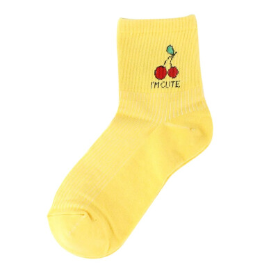 

Women Casual Harajuku Cartoon Fruit Print Breathable Moisture Wicking Deodorant Elastic Athletic Work Socks