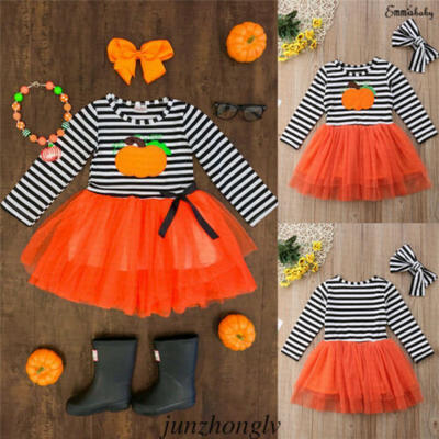 

Toddler Kids Baby Girls Cartoon Lace Tutu Long Sleeve Dress Clothes Halloween