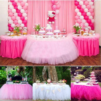 

90x80cm Wedding Tulle TUTU Table Skirt Party Xmas Baby Shower Birthday Tableware