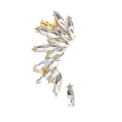 

Jewlery Fan-shaped Diamond Crystal Earrings Sun Split Diamond Ear Clip Ear Earloop