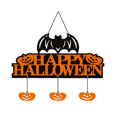 

Happy Halloween Non-Woven Banner Bat Pumpkin Elements Wall Door Hanging Sign Hanger with 15m String Halloween Party Decor Props
