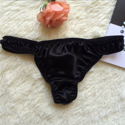 

Men Solid Underwear Sexy Underpants Lingerie Silk Briefs Panties Low Rise Thongs