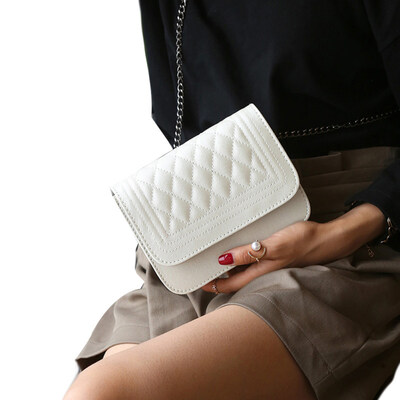 

Solid Color Womens Rhombus Flap Faux Leather Square Crossbody Shoulder Bag