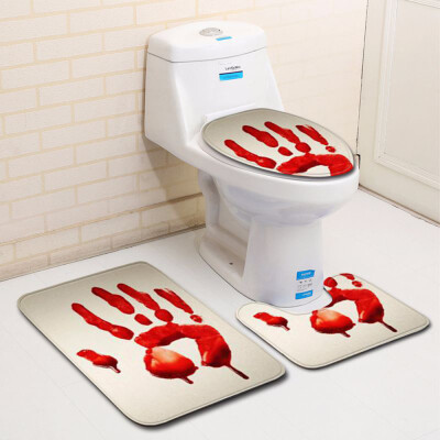 

〖Follure〗Blood Handprint Bathroom Toilet Three Piece Floor Mat Door Mat Bathroom Carpet