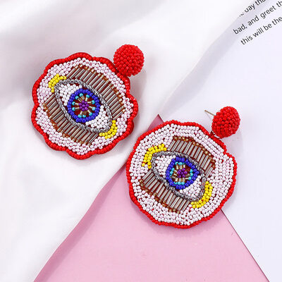 

Flashbuy Korean Style Beads Geometric Drop Earrings For Women Eyes Pattern Earrings Simple Trend Fashion Jewelry Earrings