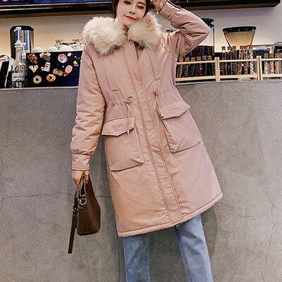 

Tailored Women Fashion Wool Zipper Pocket Hoodie Drawstring Long Jackets Outwear Coat