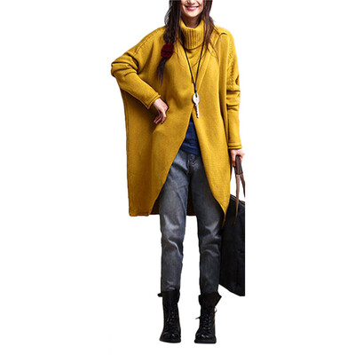 

〖Follure〗Womens Fashion Turtleneck Asymmetric Hem Long Sleeve Sweater