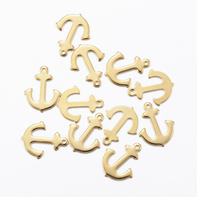 

304 Stainless Steel Pendants Anchor Golden 16x13x1mm Hole 1mm