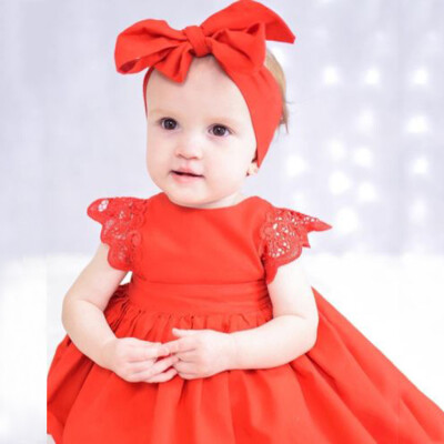 

Newborn Infant Baby Kids Girls Ruffle Lace Romper Dress Princess Headband Set