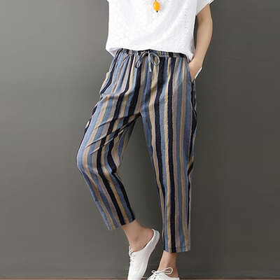 

Womens Summer Cotton Linen Trousers Casual Sports Pants Cotton Cropped Pants