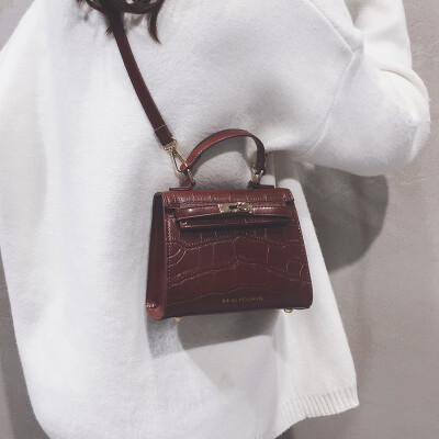 

Kelly bag mini diagonal small bag crocodile pattern mini handbags handbag 2019 new wild shoulder bag