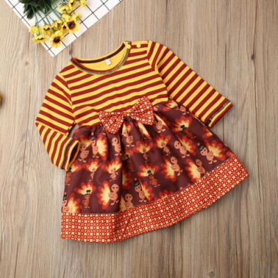 

AU Toddler Baby Girl Kid Thanksgiving Long Sleeve Ruffle Skirt Tutu Dress Outfit