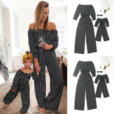 

USA Family Matching Mom Kids Clothes Striped Playsuit Bodysuit Jumpsuit Outfits